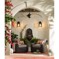 Lion Head 31 1/2" High Indoor Outdoor Bronze Wall Fountain
