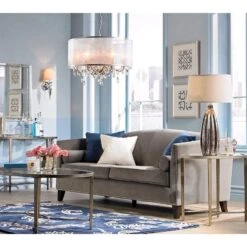 Possini Euro Farina 23" Wide Organza Silver Pendant Light