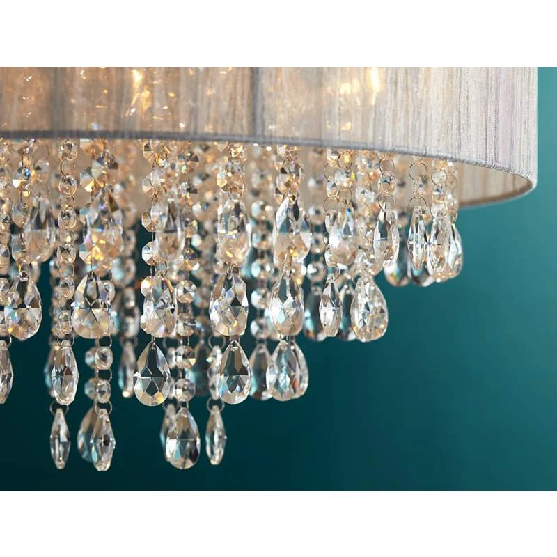 Possini Euro Jolie 20" Wide Silver Fabric Crystal Chandelier 3 Possini Euro Jolie 20" Wide Silver Fabric Crystal Chandelier