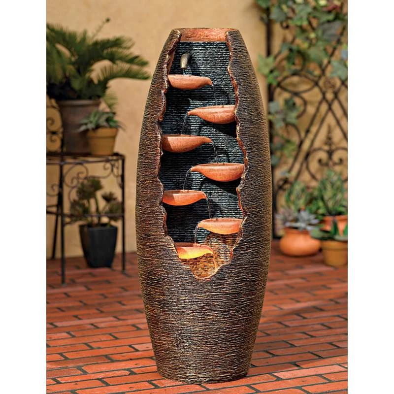 Seven Cascade 35" High Cut-Away Rustic Modern Fountain 3 Seven Cascade 35" High Cut-Away Rustic Modern Fountain