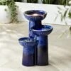 3-Bowl 26 3/4" High Blue Cobalt Ceramic LED Fountain -Golden Lighting Shop 3 bowl 26 and three quarter inch high blue cobalt ceramic led fountain 1g452cropped