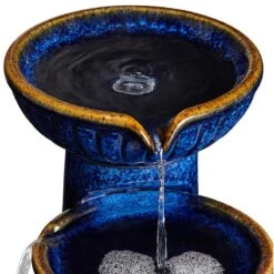 3-Bowl 26 3/4" High Blue Cobalt Ceramic LED Fountain -Golden Lighting Shop 3 bowl 26 and three quarter inch high blue cobalt ceramic led fountain 1g452views2