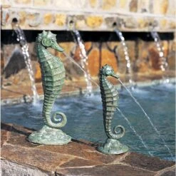 Seahorse 19" High Verdigris Bronze Spitter Pond Fountain