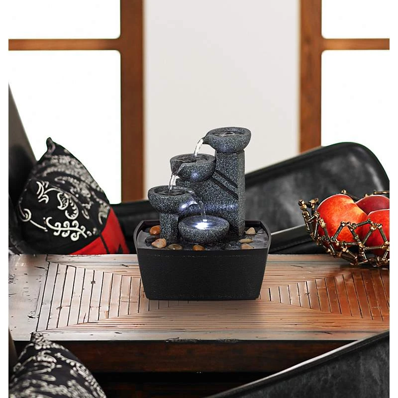 Rowell 7 1/2" High Tabletop Fountain With Light 3 Rowell 7 1/2" High Tabletop Fountain With Light