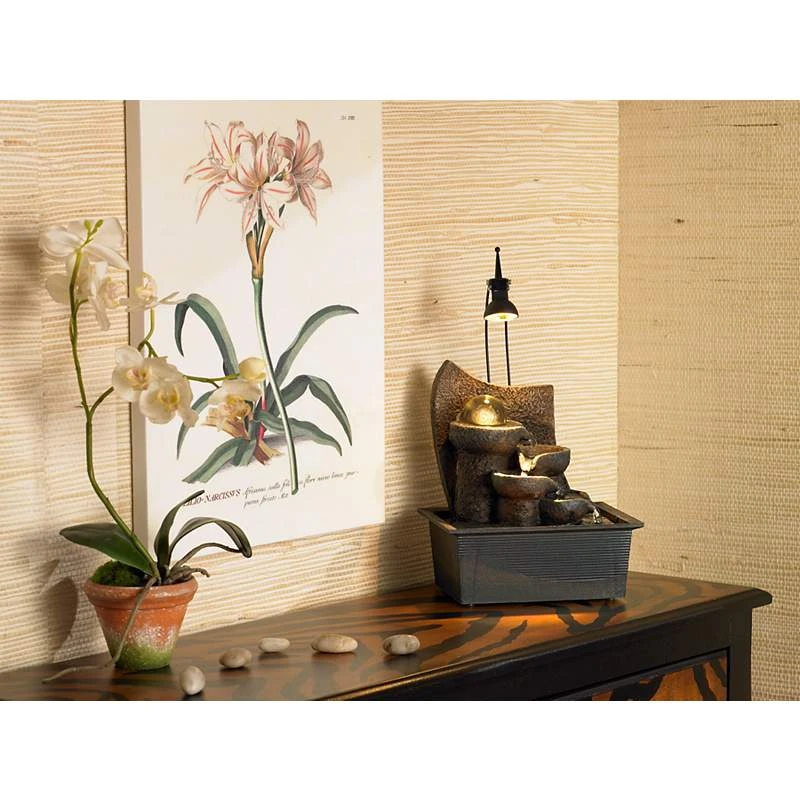 Faux Stone 10" High LED Table Fountain With Crystal Accent 3 Faux Stone 10" High LED Table Fountain With Crystal Accent