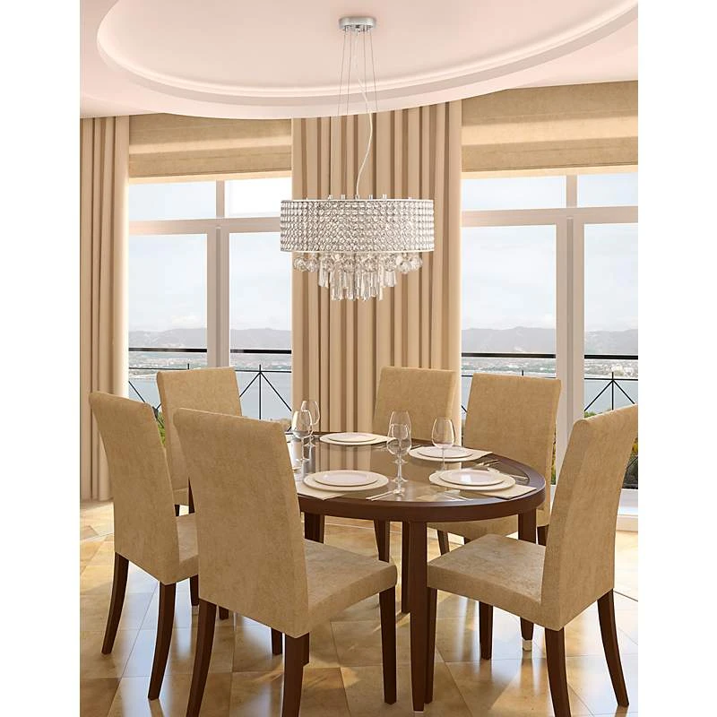 Elva Chrome 19" Wide Beaded Crystal Pendant Light 3 Elva Chrome 19" Wide Beaded Crystal Pendant Light