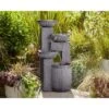 Casava 33" High Gray Stone 4-Bowl Outdoor LED Floor Fountain