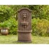 Lion Face 45"H Sandstone Outdoor LED Wall/Floor Fountain -Golden Lighting Shop 819g2scene