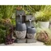 Mendit 29" High Gray Stone 2-Jar Outdoor LED Floor Fountain