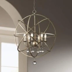Acadia 24" Wide Antique Silver 6-Light Pendant