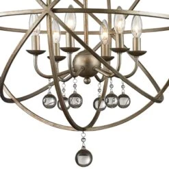 Acadia 24" Wide Antique Silver 6-Light Pendant -Golden Lighting Shop acadia 24 inch wide antique silver 6 light pendant 95v32views1