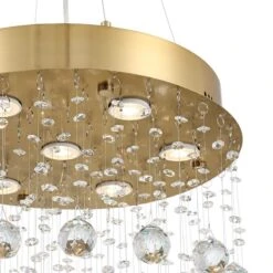 Aida 18" Wide Gold Pouring Crystal Pendant Light -Golden Lighting Shop aida 18 inch wide gold pouring crystal pendant light 757a1views2