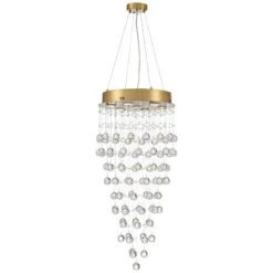 Aida 18" Wide Gold Pouring Crystal Pendant Light -Golden Lighting Shop aida 18 inch wide gold pouring crystal pendant light 757a1views4
