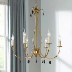 Alexis 23" Wide Antique Brass Metal 6-Light Chandelier