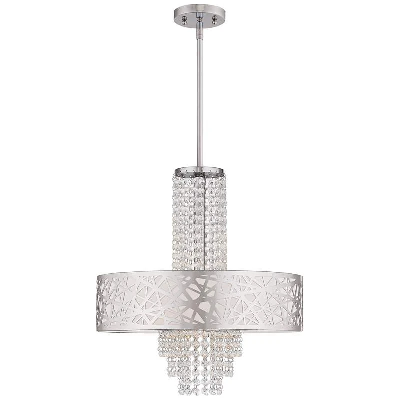 Allendale 18"W Polished Nickel Crystal Pendant Chandelier 4 Allendale 18"W Polished Nickel Crystal Pendant Chandelier - Image 2