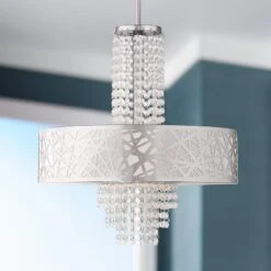 Allendale 18"W Polished Nickel Crystal Pendant Chandelier