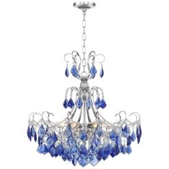 Alpine 26" Wide Chrome And Blue Crystal Chandelier -Golden Lighting Shop alpine 26 inch wide chrome and blue crystal chandelier 39p94views4