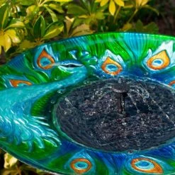 Argus 24 1/4" High Peacock Glass Solar Powered Outdoor Bird Bath -Golden Lighting Shop argus 24 and one quarter inch high peacock glass solar powered outdoor bird bath 86e81views1