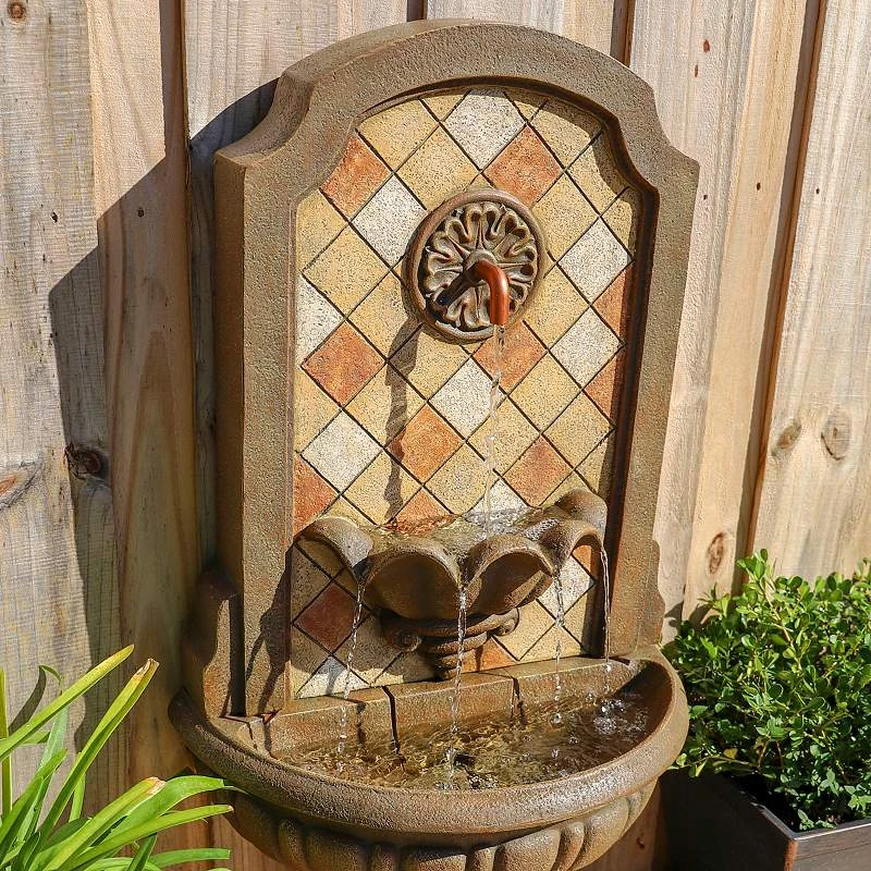 Armando 42 3/4" High Mosaic Patio Wall Fountain With Light 5 Armando 42 3/4" High Mosaic Patio Wall Fountain With Light - Image 3