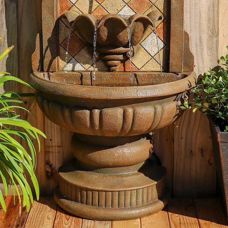 Armando 42 3/4" High Mosaic Patio Wall Fountain With Light 6 Armando 42 3/4" High Mosaic Patio Wall Fountain With Light - Image 4