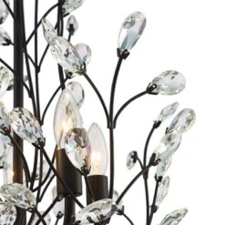 Aurine 18" Wide Matte Black And Crystal Floral 5-Light Chandelier -Golden Lighting Shop aurine 18 inch wide matte black and crystal floral 5 light chandelier 91k44views2