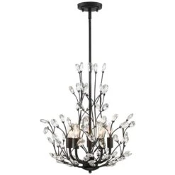 Aurine 18" Wide Matte Black And Crystal Floral 5-Light Chandelier -Golden Lighting Shop aurine 18 inch wide matte black and crystal floral 5 light chandelier 91k44views4