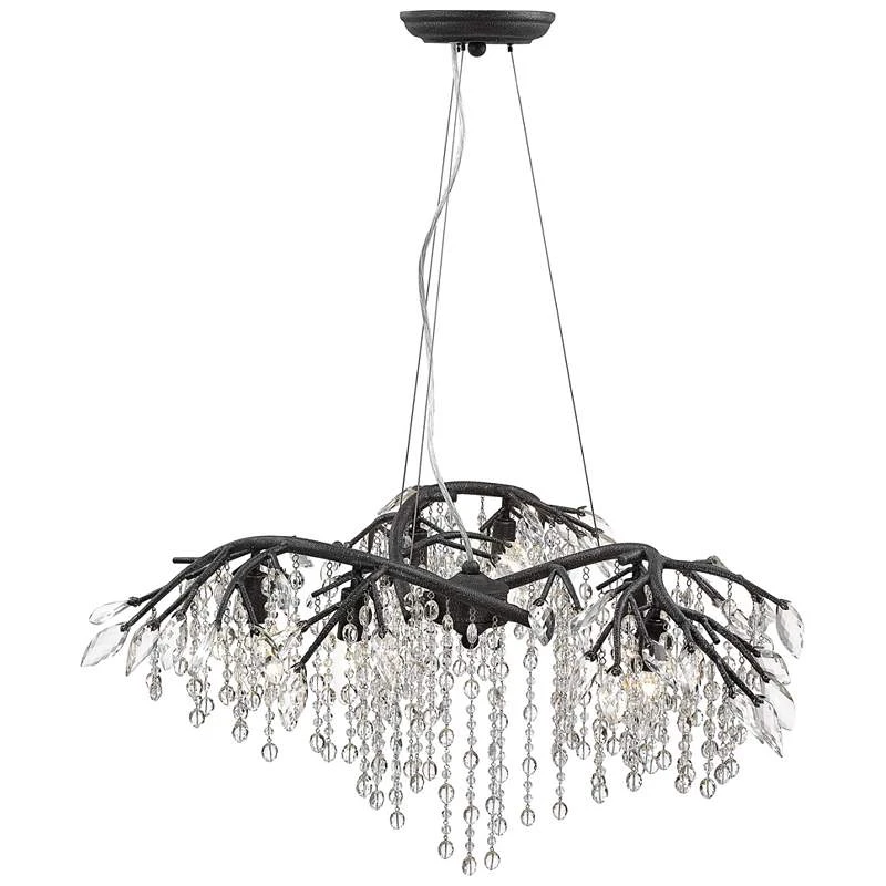 Golden Lighting Autumn Twilight 31" Wide Black Iron And Crystal Chandelier 5 Golden Lighting Autumn Twilight 31" Wide Black Iron And Crystal Chandelier - Image 3