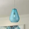 Ayra 12" Wide Brushed Nickel Mini Pendant Light With Blue Glass