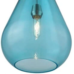 Ayra 12" Wide Brushed Nickel Mini Pendant Light With Blue Glass -Golden Lighting Shop ayra 12 inch wide brushed nickel mini pendant light with blue glass 96e79views3