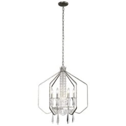 Barcelona 26" Wide Transcend Silver 7-Light Crystal Pendant -Golden Lighting Shop barcelona 26 inch wide transcend silver 7 light crystal pendant 74g12views1