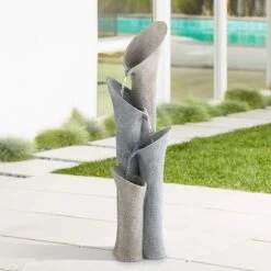 Bell 34" High Gray Stone 4-Tier Modern Fountain
