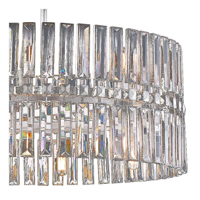 Belle Aurore 26 1/4"W Silver Leaf Crystal Drum Pendant Light 5 Belle Aurore 26 1/4"W Silver Leaf Crystal Drum Pendant Light - Image 3