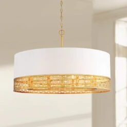 Blairmoor 33 1/2" Wide Honey Gold And Faux Silk Pendant Light
