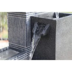 Block Fall 33 1/2"H Black Gray Outdoor LED Floor Fountain -Golden Lighting Shop block fall 33 and one half inchh black gray outdoor led floor fountain 194n6views1