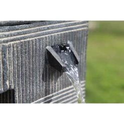 Block Fall 33 1/2"H Black Gray Outdoor LED Floor Fountain -Golden Lighting Shop block fall 33 and one half inchh black gray outdoor led floor fountain 194n6views3