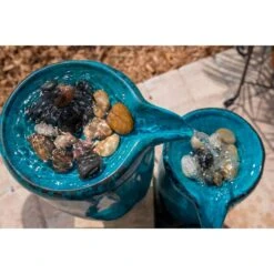 Blue Glaze 36" High Plug-In 4-Level Indoor-Outdoor Water Fountain -Golden Lighting Shop blue glaze 36 inch high plug in 4 level indoor outdoor water fountain 66j05views1