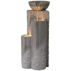 Bowl And Pillar 34 1/2" High Modern Fountain With LED Lights -Golden Lighting Shop bowl and pillar 34 and one half inch high modern fountain with led lights r5948views2