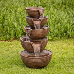 Alpine Bowls 34" High 5-Tier Indoor-Outdoor LED Waterfall Fountain
