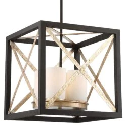 Boxer 17" Wide Matte Black And Antique Silver Pendant Light -Golden Lighting Shop boxer 17 inch wide matte black and antique silver pendant light 668k0views1