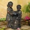Boy And Girl Indoor-Outdoor Bronze 23" High Fountain