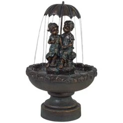 Boy And Girl Under Umbrella 40" High Bronze Indoor - Outdoor Fountain 9 Boy And Girl Under Umbrella 40" High Bronze Indoor - Outdoor Fountain -Golden Lighting Shop boy and girl under umbrella 40 inch high bronze indoor outdoor fountain 4r475