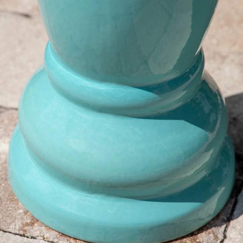 Brandy 22" High Teal Blue Ceramic Garden Birdbath 4 Brandy 22" High Teal Blue Ceramic Garden Birdbath - Image 2