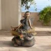Bronze Garden Fairy 22" High Fountain With LED Light -Golden Lighting Shop bronze garden fairy 22 inch high fountain with led light 88g55cropped