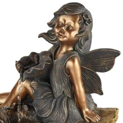 Bronze Garden Fairy 22" High Fountain With LED Light -Golden Lighting Shop bronze garden fairy 22 inch high fountain with led light 88g55views1