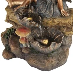 Bronze Garden Fairy 22" High Fountain With LED Light -Golden Lighting Shop bronze garden fairy 22 inch high fountain with led light 88g55views3