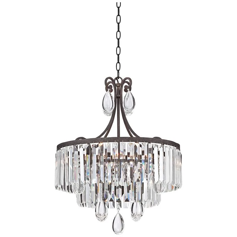 Bruini 20" Wide 4-Light Bronze And Crystal Chandelier 4 Bruini 20" Wide 4-Light Bronze And Crystal Chandelier - Image 2