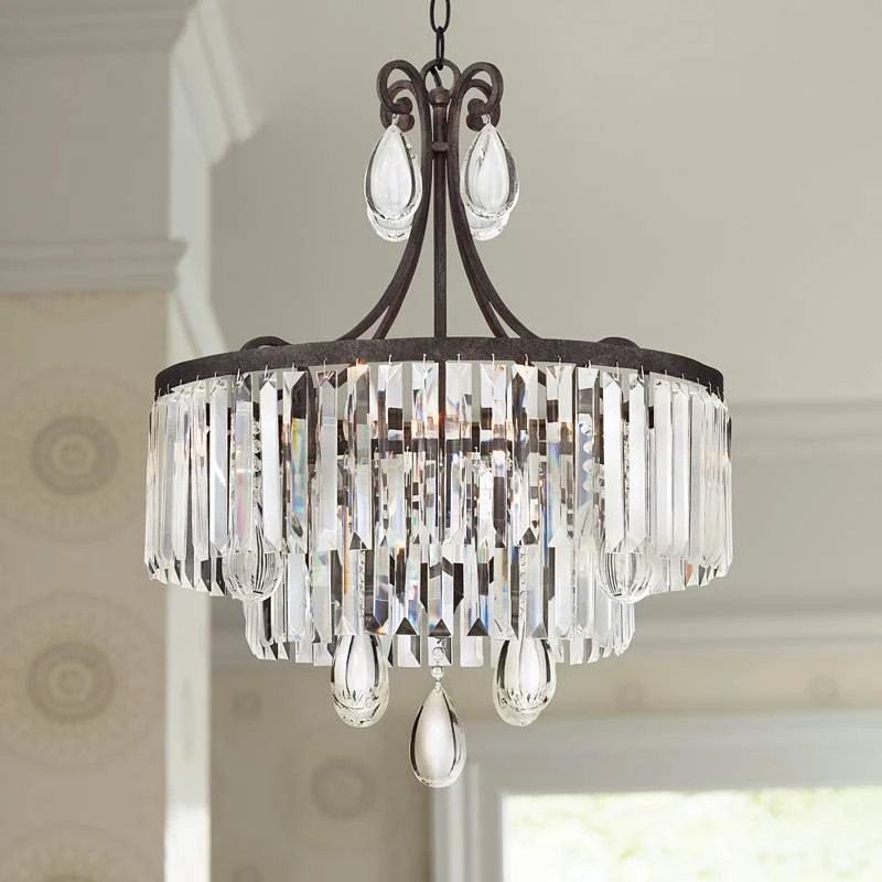 Bruini 20" Wide 4-Light Bronze And Crystal Chandelier 3 Bruini 20" Wide 4-Light Bronze And Crystal Chandelier