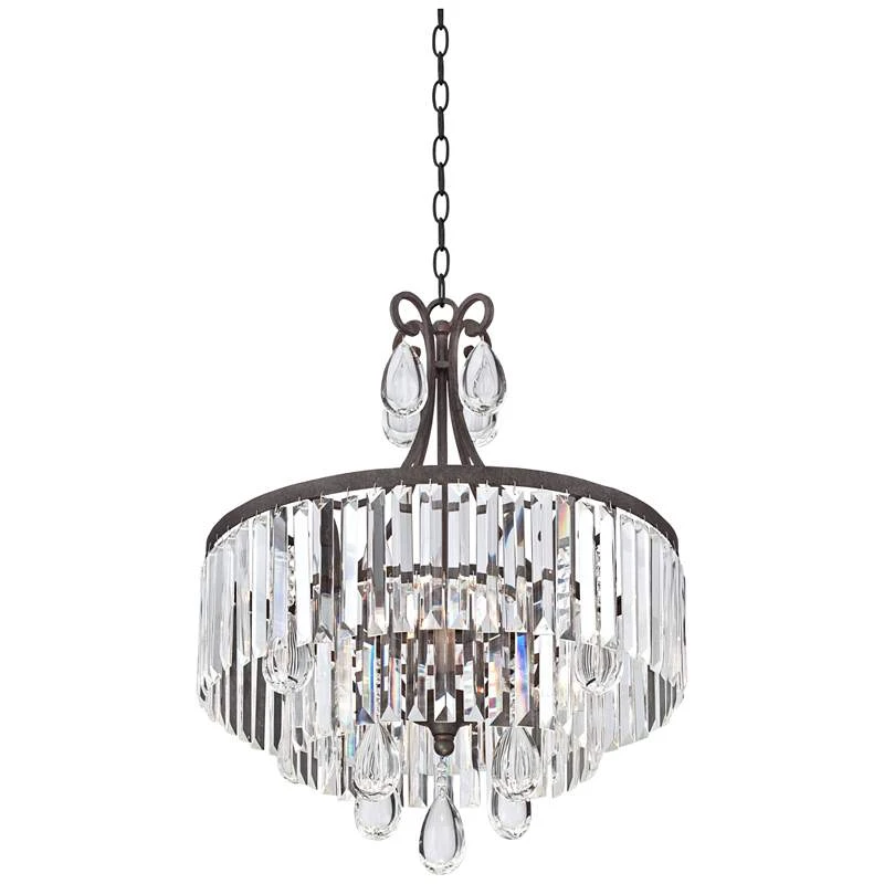 Bruini 20" Wide 4-Light Bronze And Crystal Chandelier 8 Bruini 20" Wide 4-Light Bronze And Crystal Chandelier - Image 6