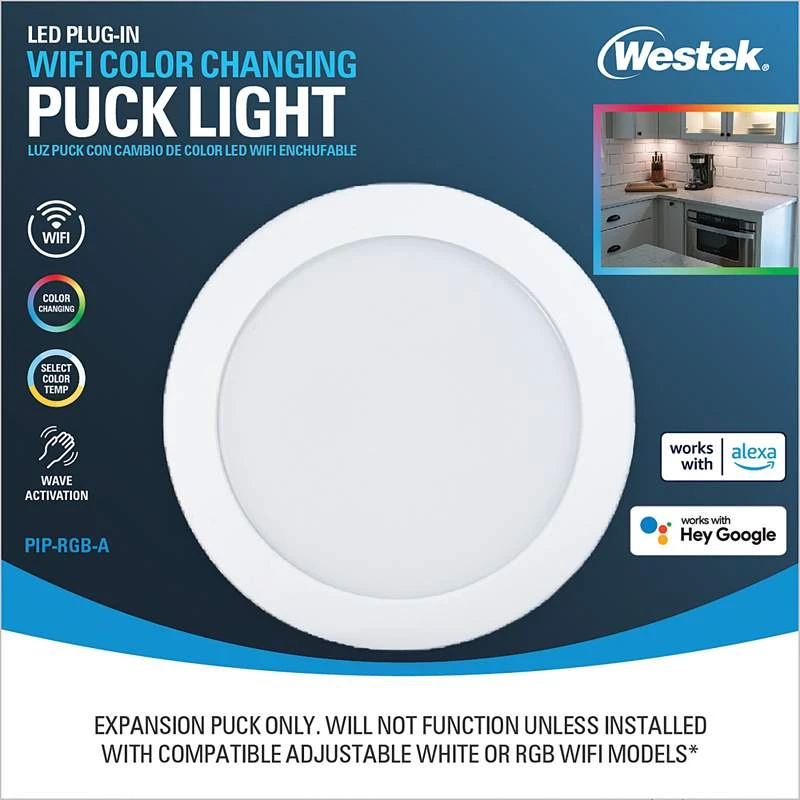Brun 4 1/2" Wide White CCT Wi-Fi LED Plug-In Puck Light 4 Brun 4 1/2" Wide White CCT Wi-Fi LED Plug-In Puck Light - Image 2
