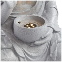 Buddha 18 1/2" High Gray Faux Stone Bubbler Fountain With LED Light -Golden Lighting Shop buddha 18 and one half inch high gray faux stone bubbler fountain with led light 40t89views2